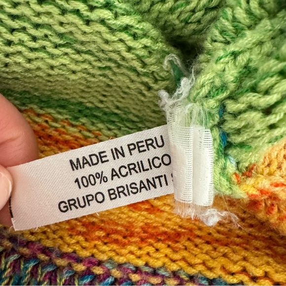 Peruvian Knit Sweater Cardigan Hooded Full Zip Long Sleeve 4 - Picture 9 of 10